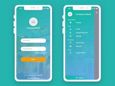 Daily Ui login and sidemenu with grouping app card cards design group menu image ios iphone login saha sidemenu signin