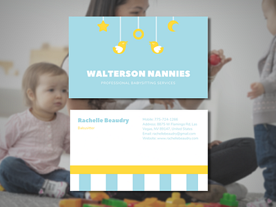 Babysitting Services Business Card babysitting babysitting services business business card design graphic design logo