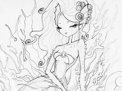 Old Mermaid Sketch art beauty concept coral doodle drawing fantasy girl hand draw illustration mermaid pencil sexy sketch