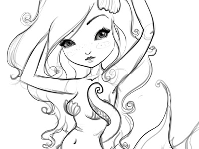 Mermaid Preliminary Sketch art beauty concept coral doodle drawing fantasy girl hand draw illustration mermaid pencil sexy sketch