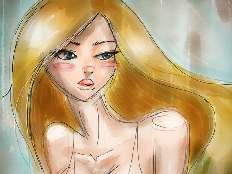 Sketch Doodle on iPad drawing doodle sketch exercise face girl blond paperapp ipad