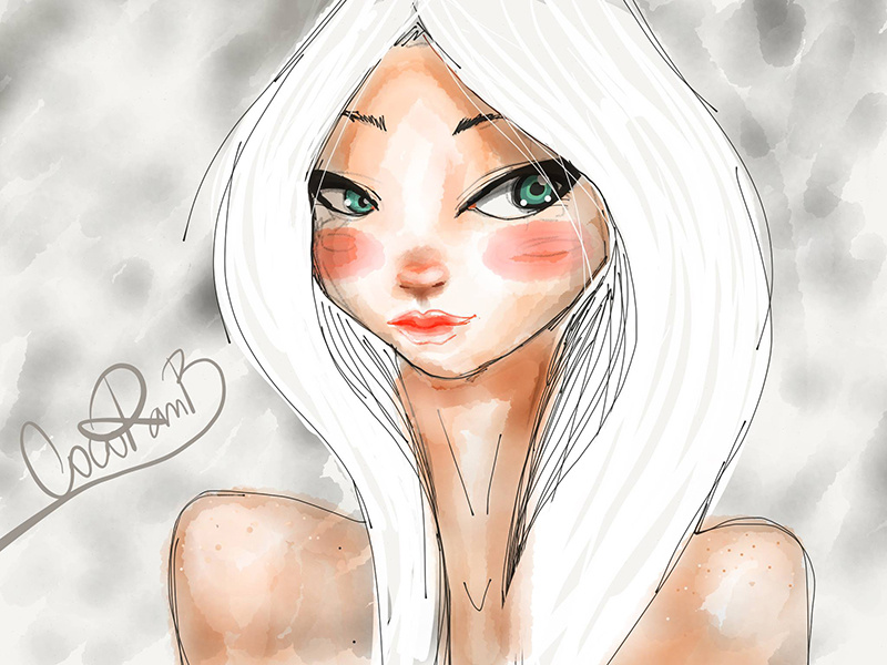 Girl on Paper App iPad quick drawing doodle sketch exercise face girl paperapp ipad