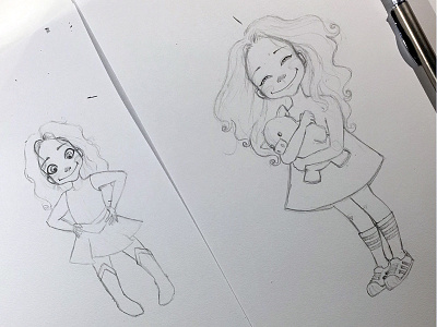 Sketching (cute little) Manuelita art cartoon cute doodle drawing girl illustration pencil portrait sketch