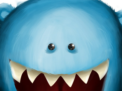 Mr. Blue art character concept cute drawing eyes fangs illustration monster photoshop process sketch