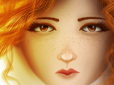 Red Head Character Design art character concept design face features fire girl head illustration mystery photoshop preliminary red sketch