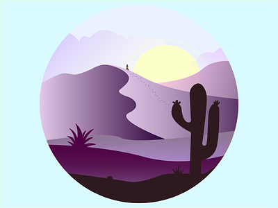 Desert Sunset aloe cactus clouds colors desert design illustration illustrator landscape light sun sunset vector
