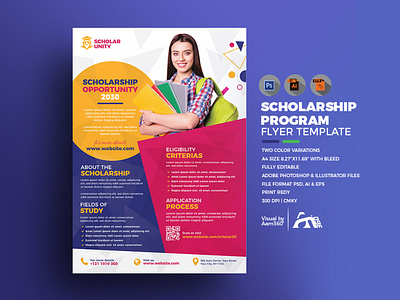 Scholarship Program Flyer Template aam aam360 aam3sixty bachelor degree branding concept degree program educational flyer flyer template higher education scholarship scholarship flyer scholarship program school flyer study in abroad university