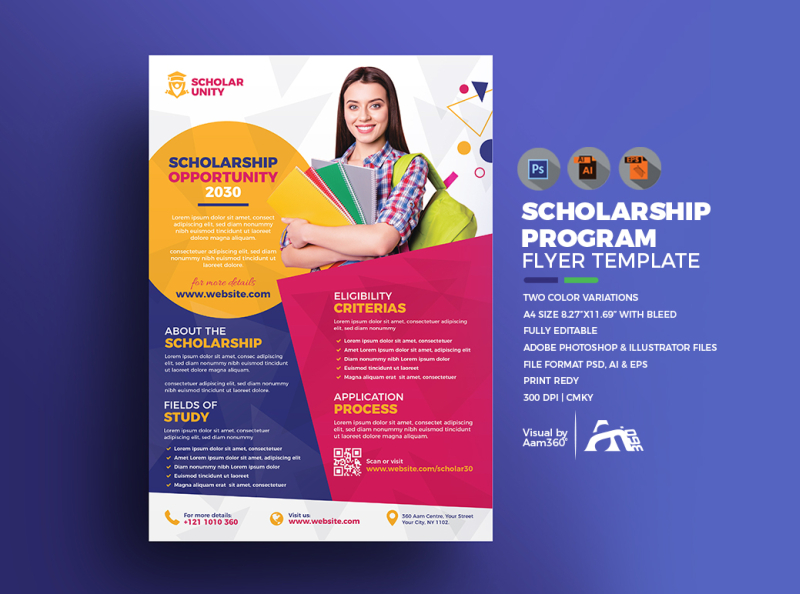 Scholarship Program Flyer Template by Aam360 on Dribbble