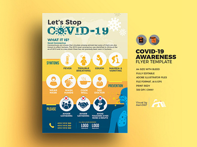 COVID-19 Awareness Flyer Template aam360 aam3sixty awareness flyer corona corona virus awareness flyer coronavirus covid 19 covid 19 awareness flyer template prevention symtoms