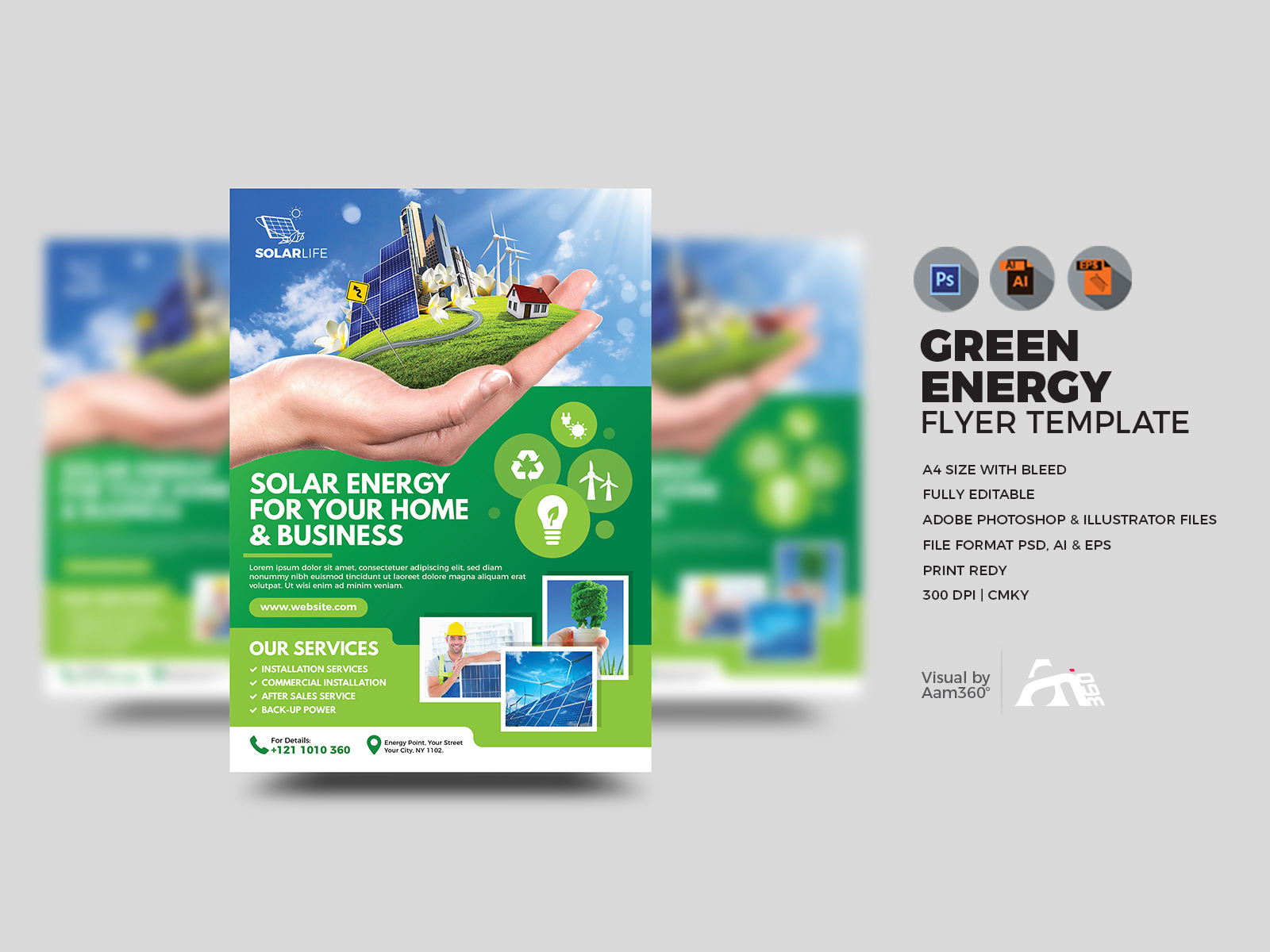 Green Energy Flyer Template by Aam360 on Dribbble