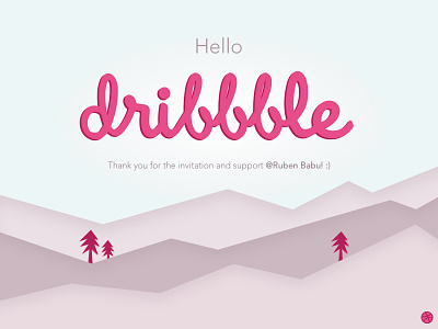 Hello Dribbble! dribbble illustration invited mountains trees vector