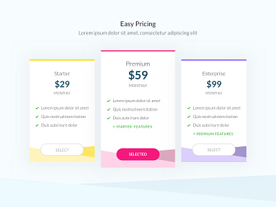 Easy Pricing comparison plans price pricing subscription ui zoya azar