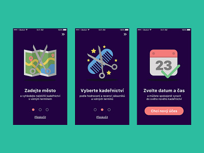 Onboarding Screens app hairdresser onboarding screens ui ux