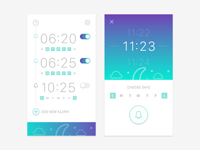 Alarm alarm app clock icon night time ui ux