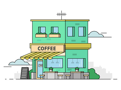 Coffee building city coffee illustration shop