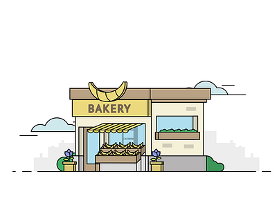 Bakery baker bakery building city illustration shop