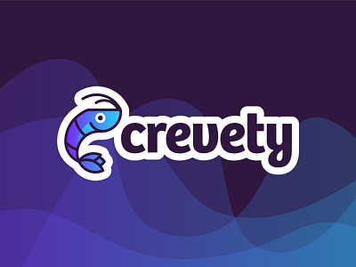 Crevety - Logo Branding agency animal blue brand branding clean creative design gradient graphic icon idendity illustration logo logotype prawn shrimp simple typography vector