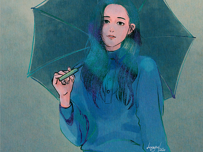 Rain Days character color design digital illustration girl girl drawing girl illustration illust illustration ipad drawing procreat style