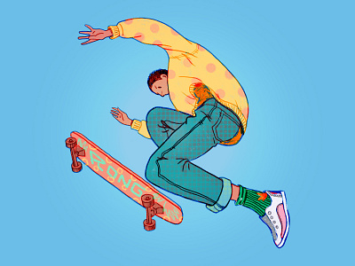 Skater00 color design drawing illustration skateboard skateboarding skater sketch style