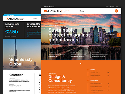 Arcadis.com live! digital design orange responsive ui user interface design ux website