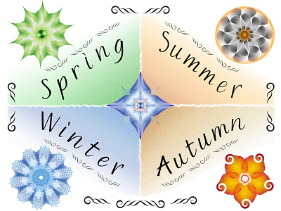 Once upon a time: the 4 seasons of the year 4 seasons adobe illustrator ai autumn gradient illustration seasons