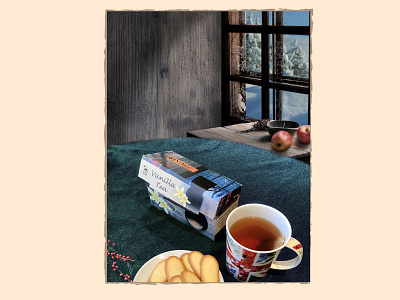 Re-styled Twinings Vanilla Tea box - winter scene