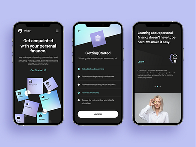 Finkey – Mobile View edtech education website identity landing page layout mobile mobile ui product page typography visual identity web