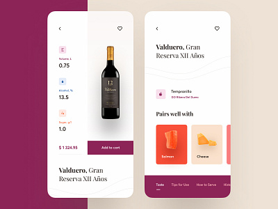 Wine Shop App app bottle clean concept design ios layout mobile ui ux vector wine