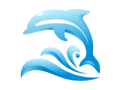 Dolphin Logo 3d blue graphic design logo