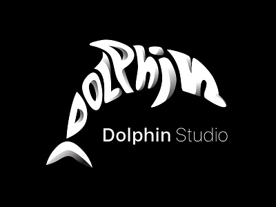 Dolphin Studio animal black gradien illustration logo typography vietnam white