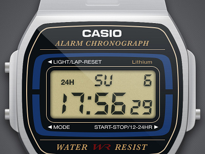 CASIO watch alarm casio chronograph display glass icon digital knobs metal watch