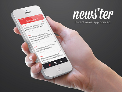 News'ter trending screen app article flat home instant iphone news now search trending ui ux