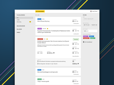 Planning tool for editors article cards editors icons news newspaper newsroom plan planning ui ux web app