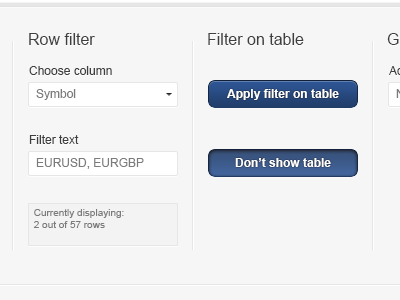 Advanced table editor for displaying pricing add button buttons column dropdown field filter grouping pressed remove row search table textfield ui