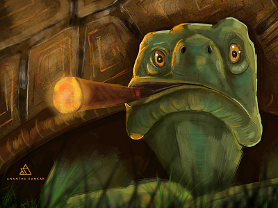 Ssssmoking... art design illustration painting smoking tortoise