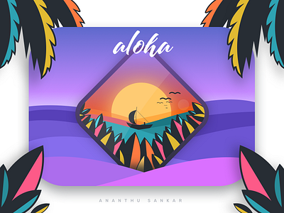 Aloha aloha card color illustration sea vector