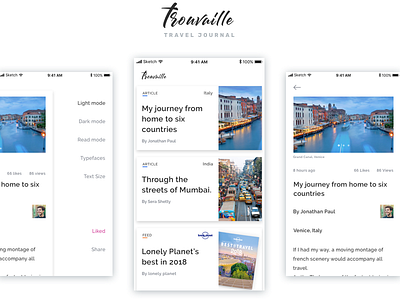 Trouvaille - Travel Journal App app application clean ios iphone journal minimal mobile travel