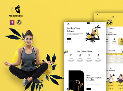 Mantrasana - A Yoga Studio Elementor Template Kit design ecommerce graphic design illustration meditation ui uiux web design website yoga yoga studio