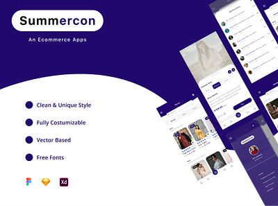 Summercon - An eCommerce Apps UI Kit branding design ecommerce graphic design illustration ui uiux web design