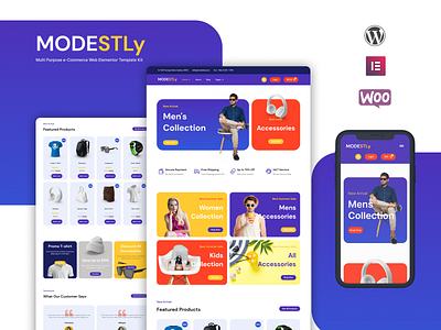 Modestly - An Ecommerce WordPress Elementor Template Kit ecommerce elementor graphic design shop template kit uiux web design web template website