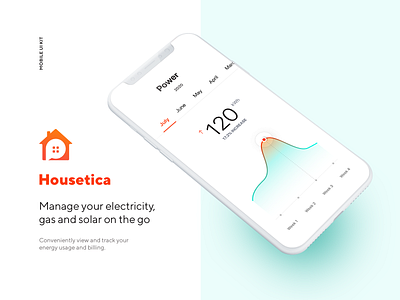 Managing your energy with Housetica APP app app design clean concept energy manage minimal mobile app power smart home smart house smarthome ui ui kit