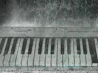 Melancholy forest monotone piano rain rain drops snow