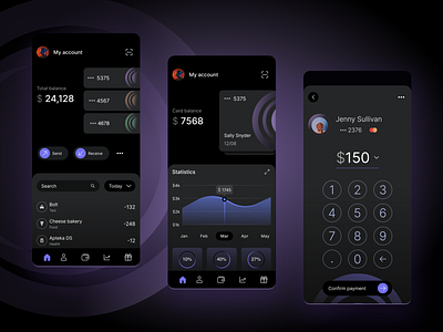 Banking app concept banking dark theme ui ux