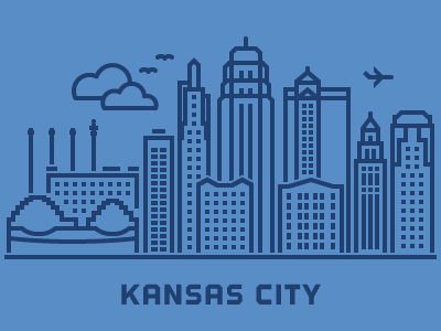 Kansas City Office Location drawing dwolla flat illustration kansas city kc line simple