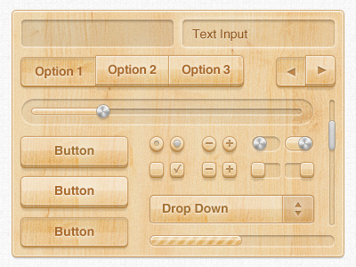 Wood UI Kit button buttons freebie interface kit metal pattern psd scroll slider ui user wood