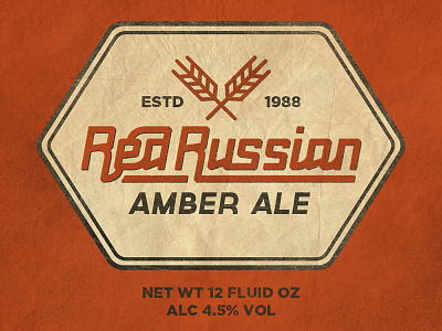 Red Russian Amber Ale - Red Benny Font ale amber badge beer benny benson font kyle label logo red russian typeface wayne