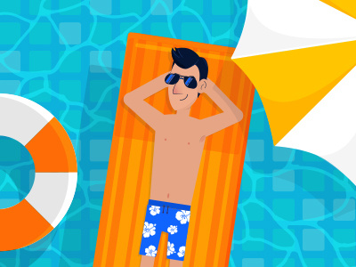Pool float glasses illustration pool summer sun swimming umbrella