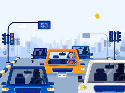 Traffic car city design drive illustration late manal yosri motion graphics street traffic