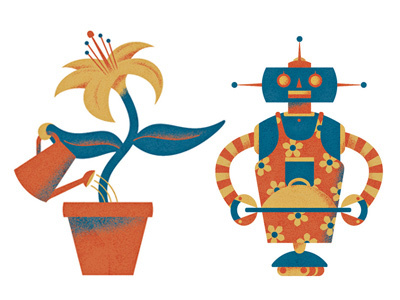 Flower plant and robot chef