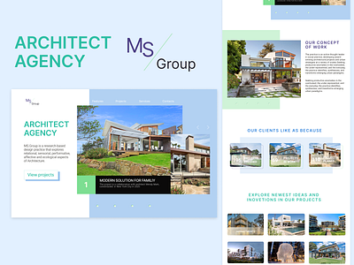 Architect agency web site design design figma landig page layout logo site ui ux web website
